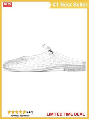 Women's Clear Jelly Slide Sandals Mesh Mary Jane Mules Flat Slip On
